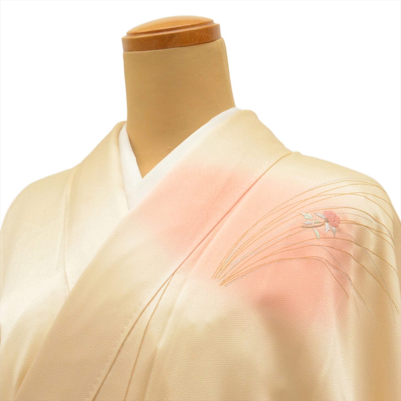 Vintage Japanese Kimono | Tsukesage | Yellow Silk | Small Floral Embroidery | Size M | Sustainable | uu0084b