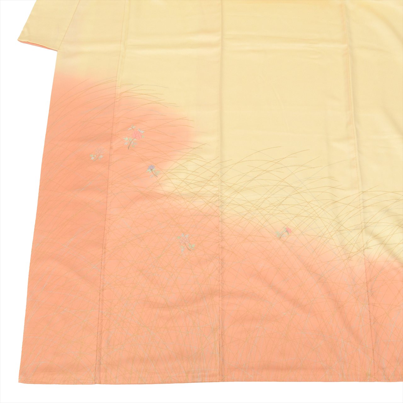 Vintage Japanese Kimono | Tsukesage | Yellow Silk | Small Floral Embroidery | Size M | Sustainable | uu0084b