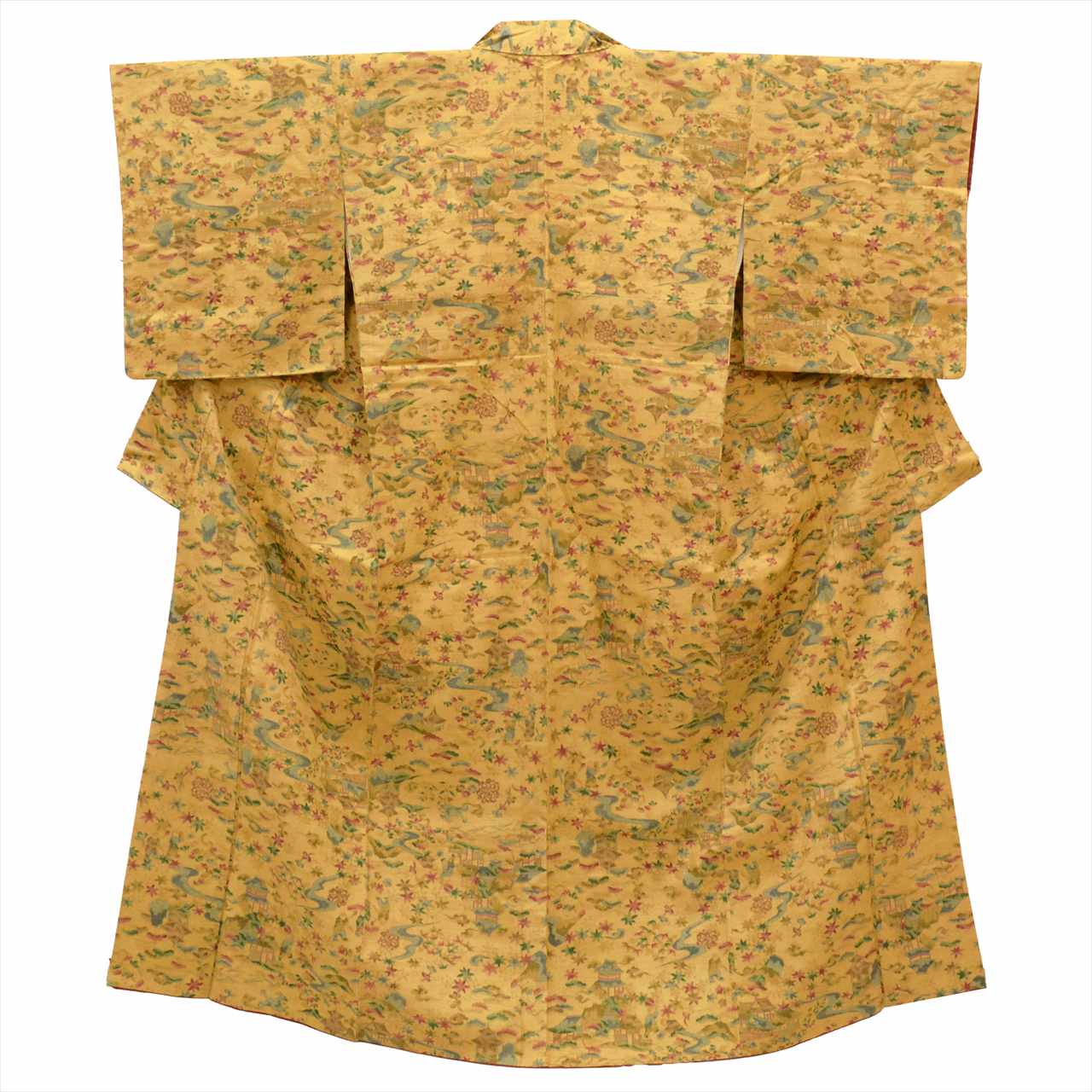 Vintage Japanese Kimono | Tsumugi | Brown Silk | Landscape Pattern | Petite Size S | Sustainable | uu0089b