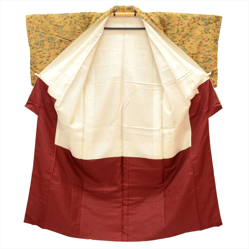 Vintage Japanese Kimono | Tsumugi | Brown Silk | Landscape Pattern | Petite Size S | Sustainable | uu0089b