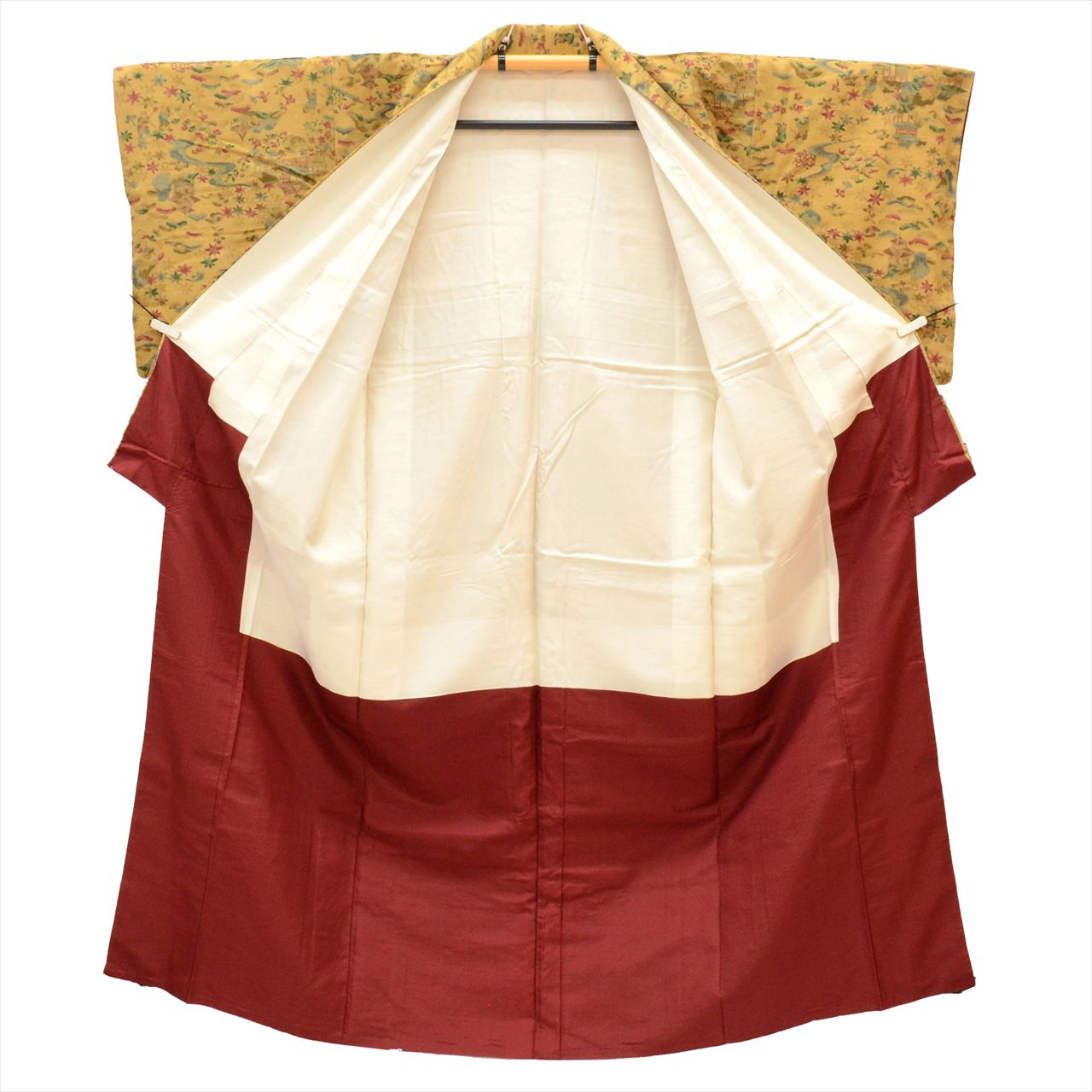 Vintage Japanese Kimono | Tsumugi | Brown Silk | Landscape Pattern | Petite Size S | Sustainable | uu0089b