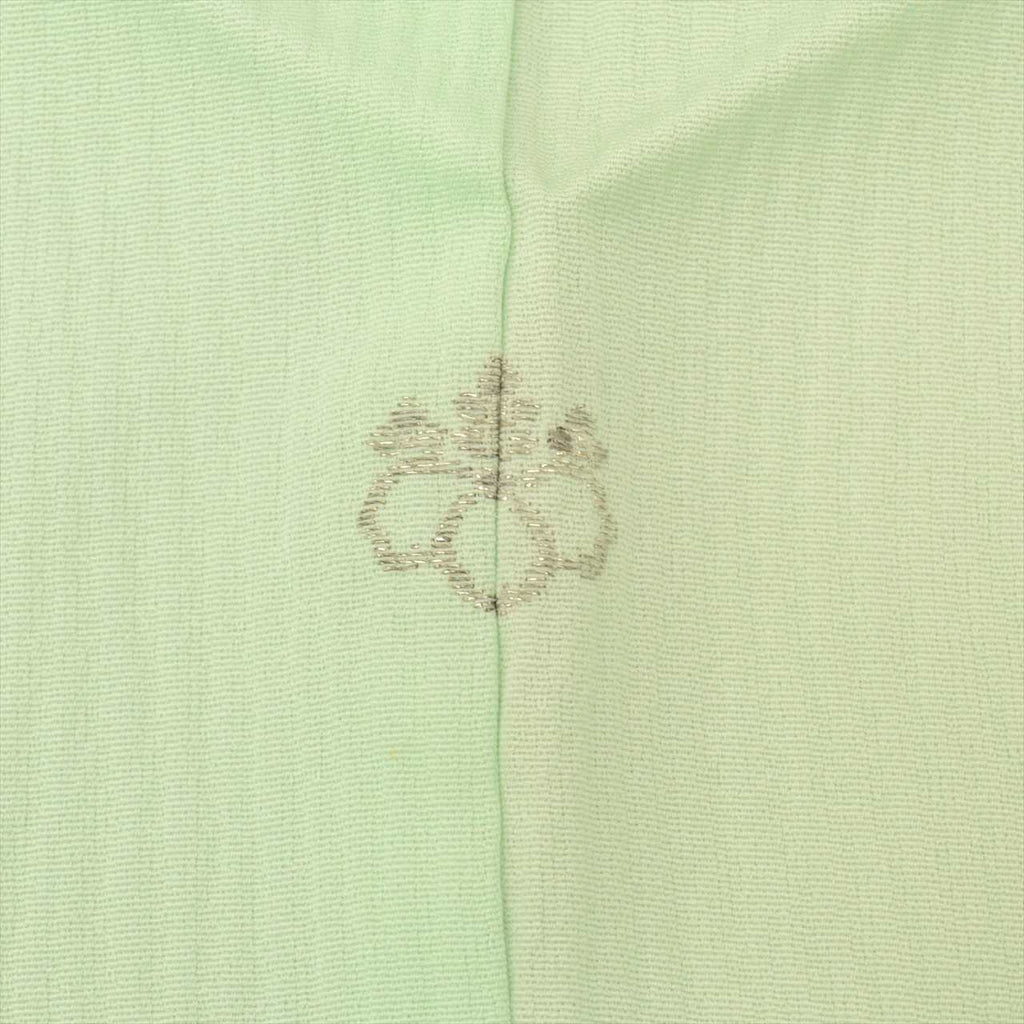 Vintage Japanese Kimono | Tsukesage-Houmongi | Green Silk | Floral | One Crest | Silver Embroidery | Unlined | Sustainable | uu0094b
