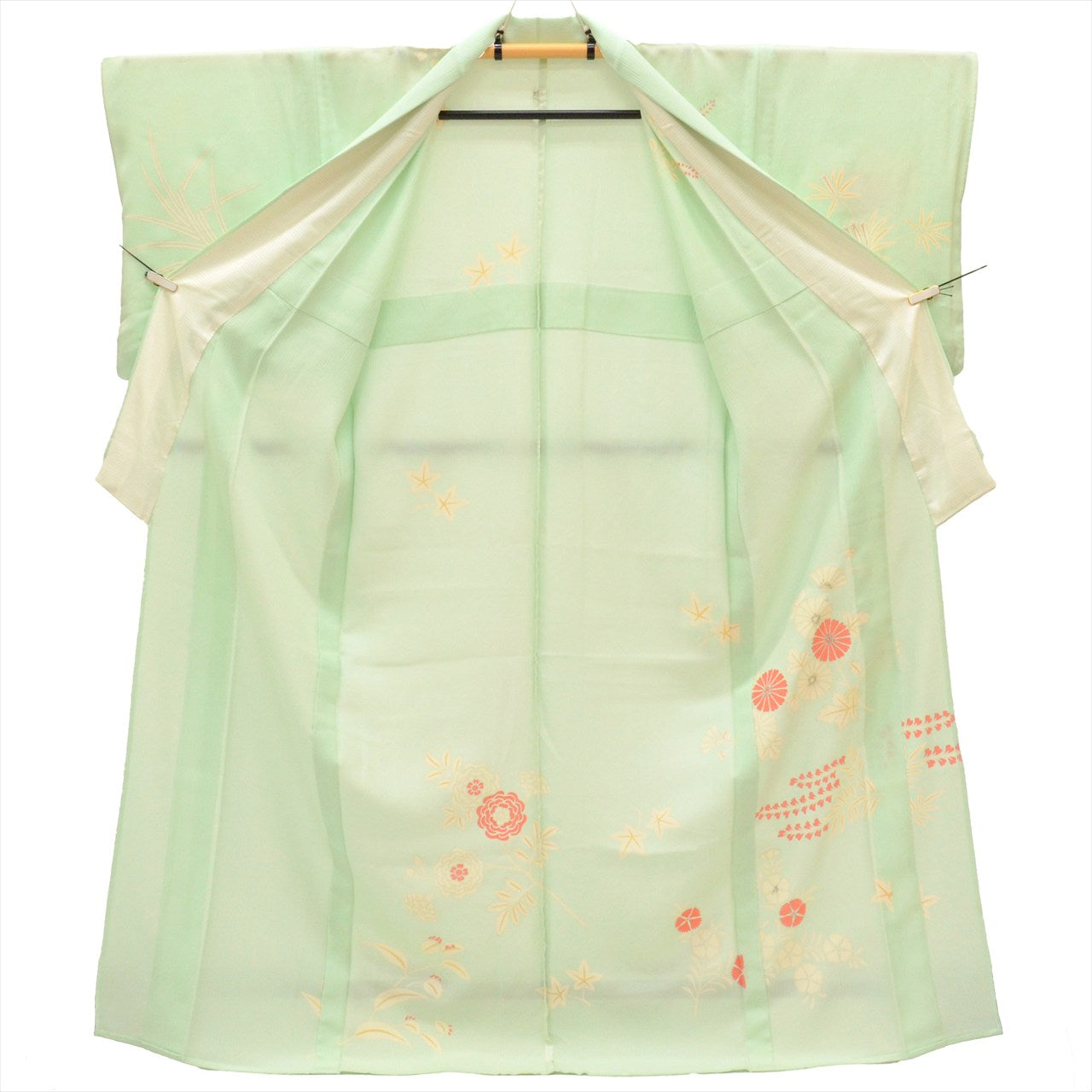 Vintage Japanese Kimono | Tsukesage-Houmongi | Green Silk | Floral | One Crest | Silver Embroidery | Unlined | Sustainable | uu0094b