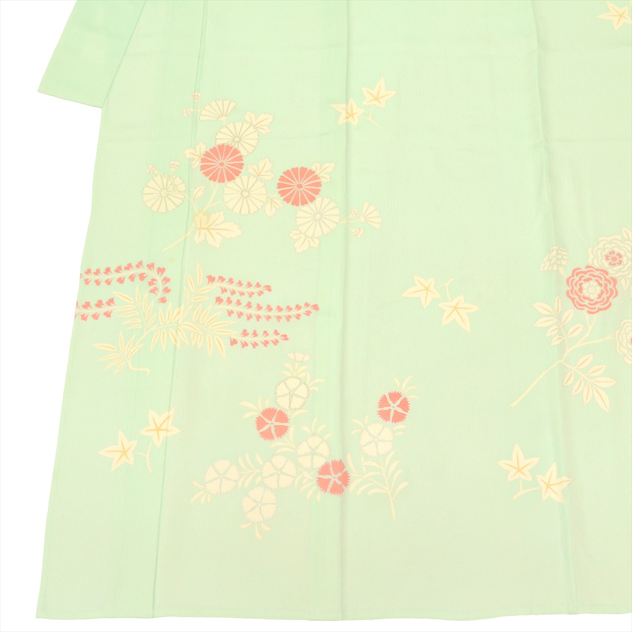Vintage Japanese Kimono | Tsukesage-Houmongi | Green Silk | Floral | One Crest | Silver Embroidery | Unlined | Sustainable | uu0094b