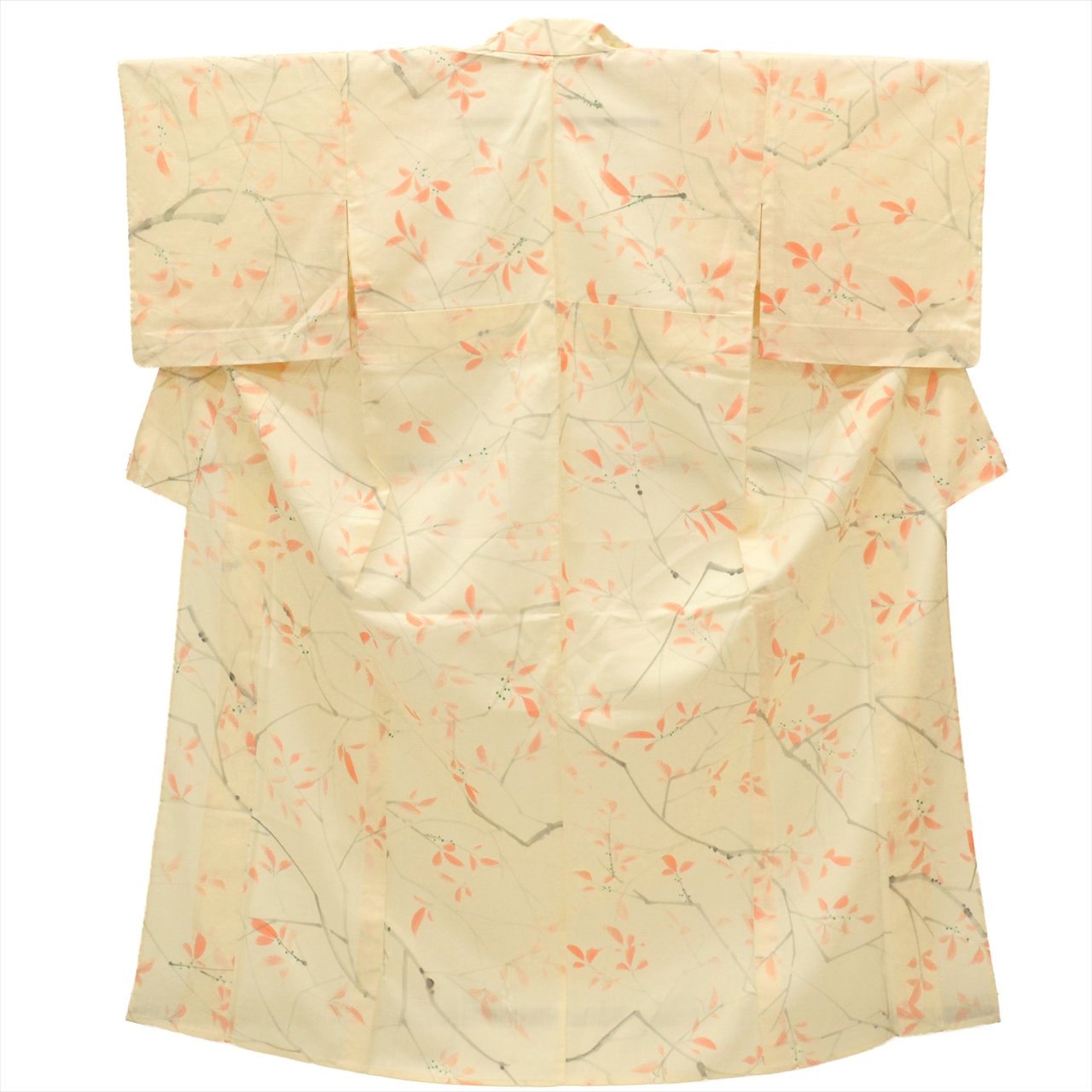Vintage Japanese Kimono | Tsumugi | Yellow Silk | Tree Pattern | Unlined | Size M | Sustainable | uu0097b