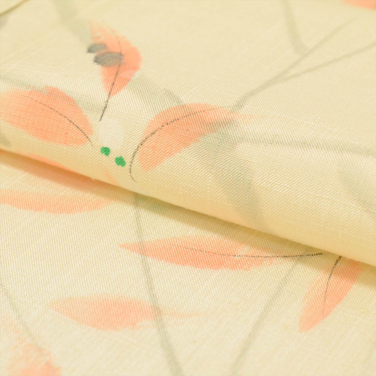 Vintage Japanese Kimono | Tsumugi | Yellow Silk | Tree Pattern | Unlined | Size M | Sustainable | uu0097b