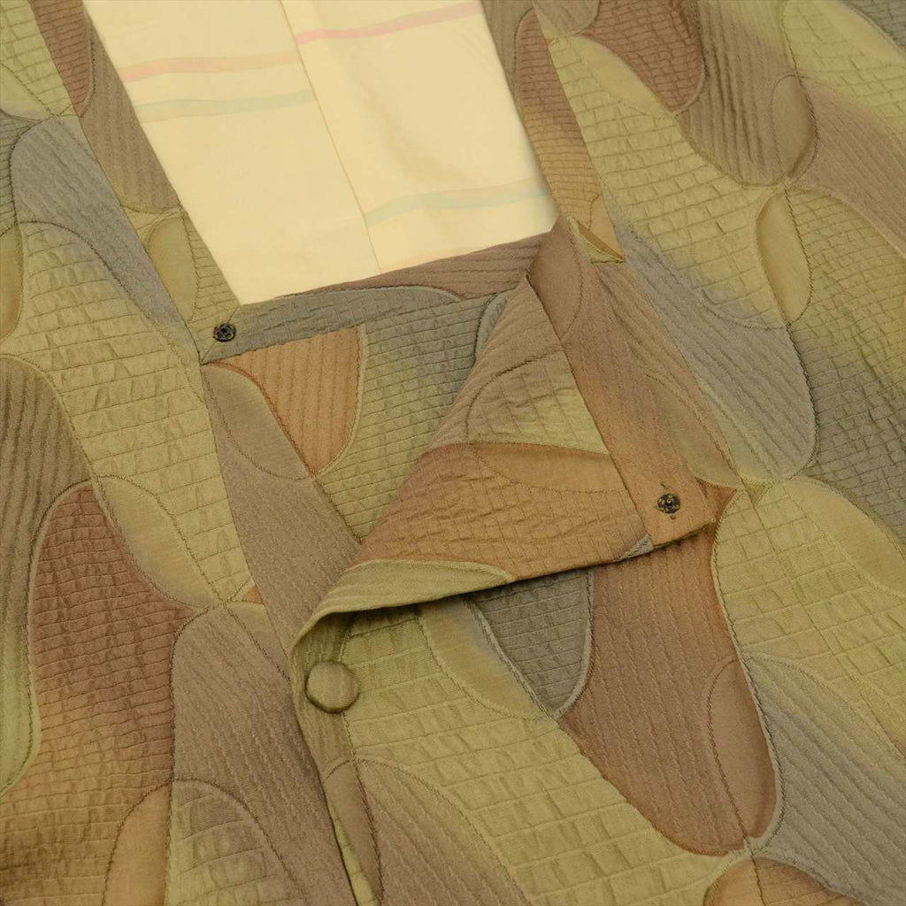 Vintage Japanese Kimono | Michiyuki Coat | Green Silk | Net Fukure-ori | Long | Sustainable | uu0117b