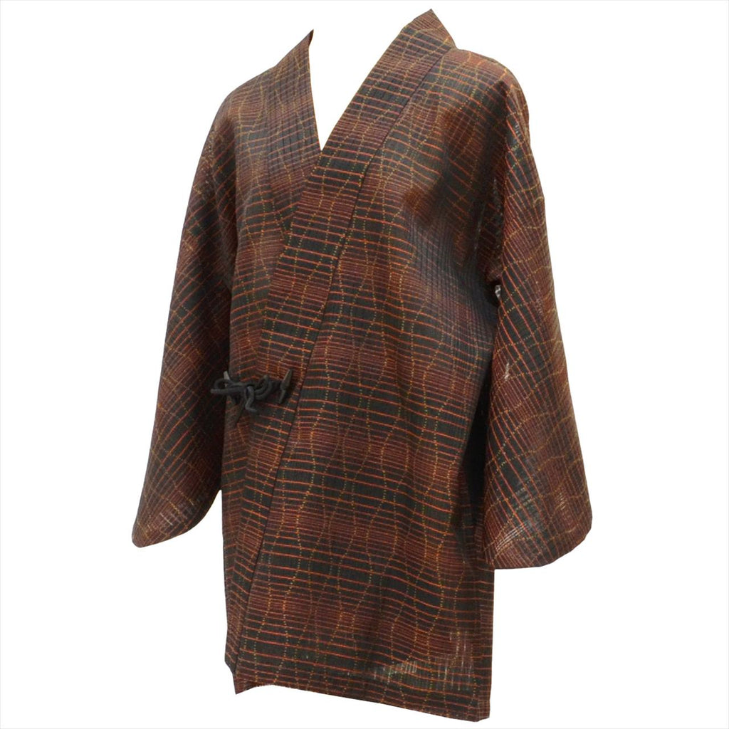 Vintage Japanese Kimono | Summer Dochungi Coat | Black Synthetic | Tatewaku Pattern | Excellent | Sustainable | uu0133b