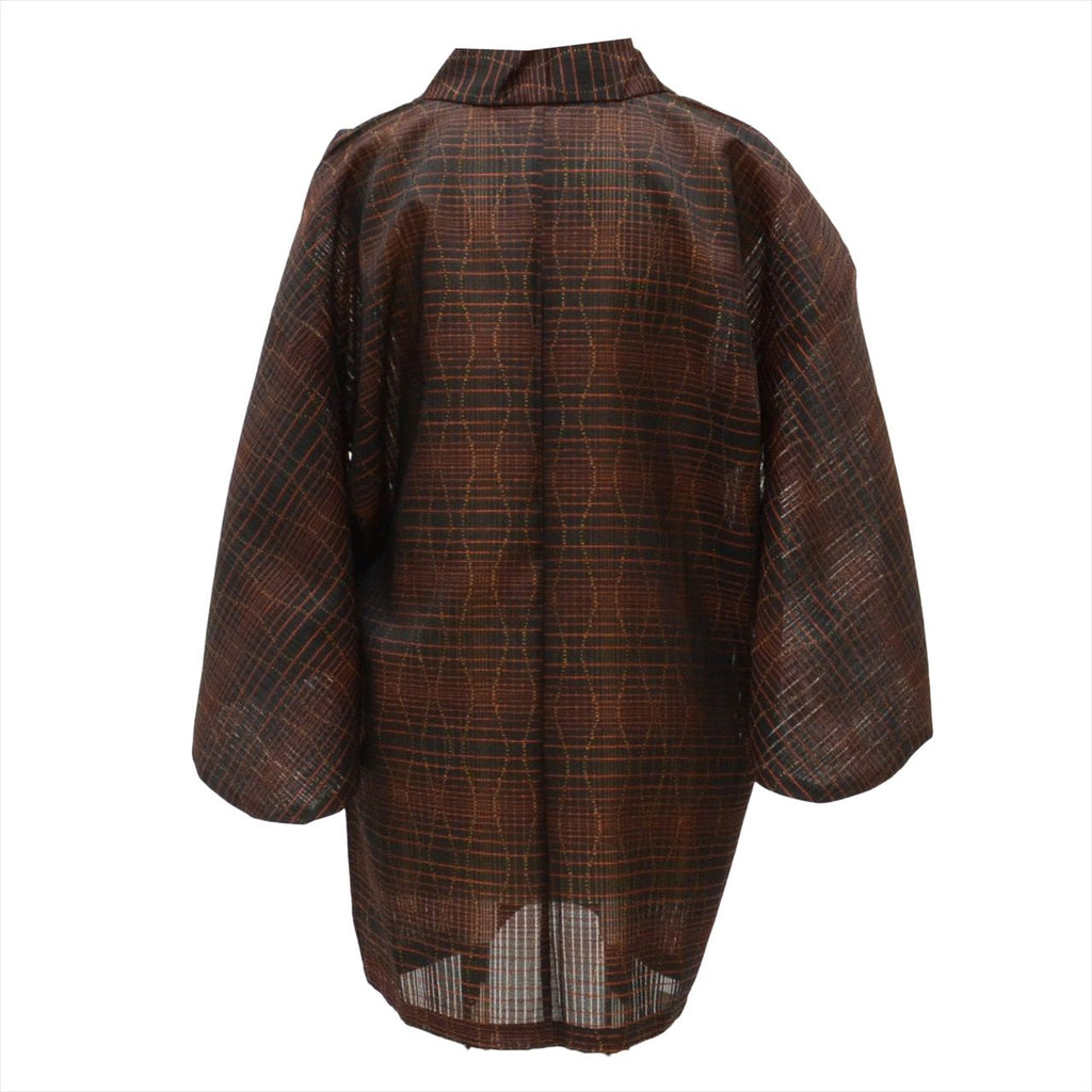 Vintage Japanese Kimono | Summer Dochungi Coat | Black Synthetic | Tatewaku Pattern | Excellent | Sustainable | uu0133b