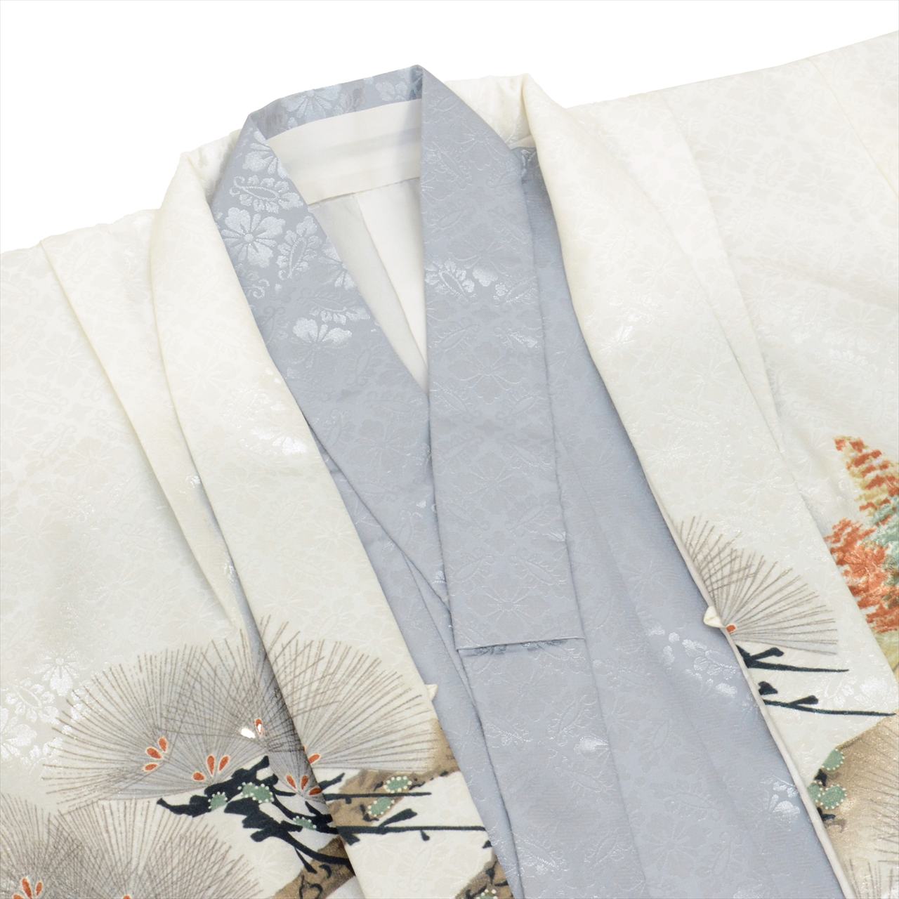 [Used] Boys' Shichi-Go-San (7-5-3) Ceremony Set (5 years old) - 2-piece set: Synthetic kimono and haori jacket. Excellent condition. Ready-made. Length: 89.5cm, Sleeve length: 49cm. Gray color with hawk pattern. Traditional Japanese style. uu0185b 