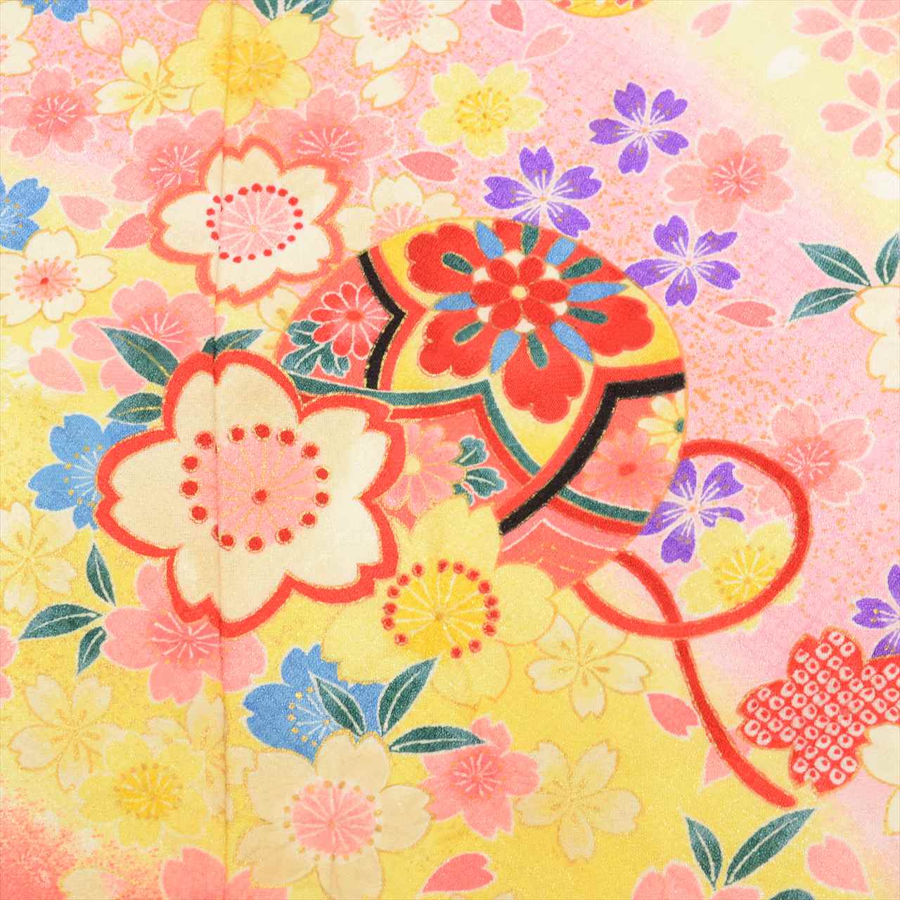 [Used] Girl's 7-year-old Shichi-Go-San Kimono, Synthetic Fiber, with Layered Collar, Ready-made, Length 130.5cm (51.4in), Sleeve Length 49.7cm (19.6in), Pink, Ball Pattern, Celebration Wear, Japanese Pattern uu0196b 