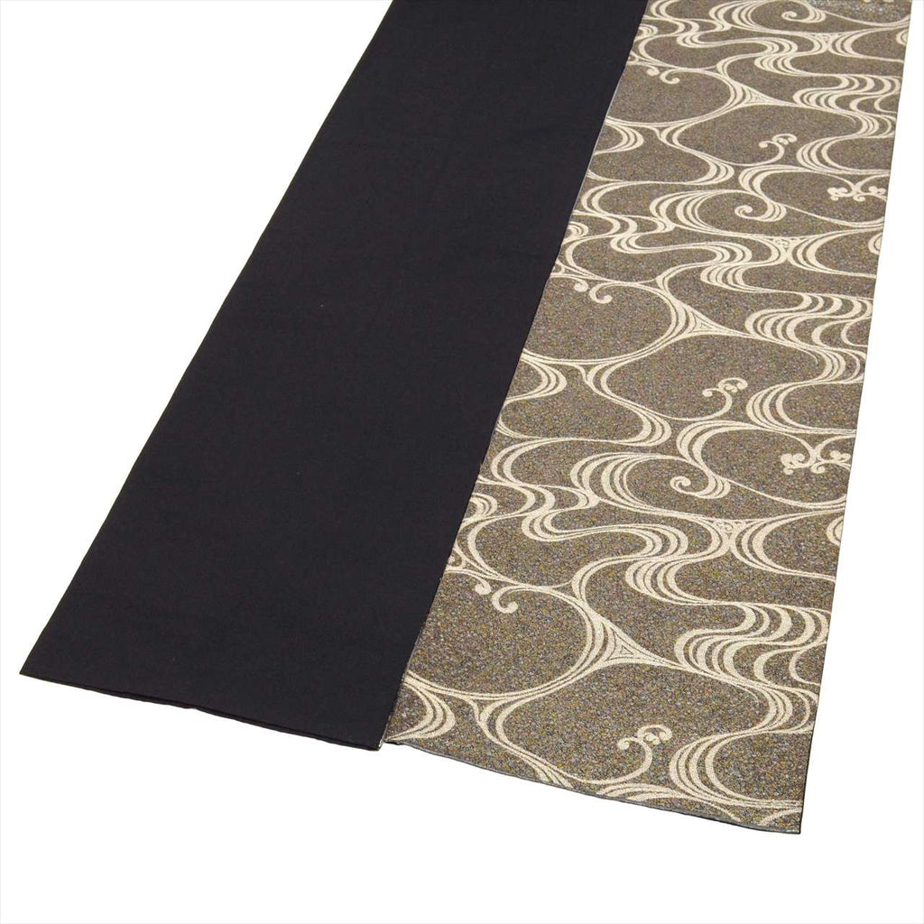 Vintage Japanese Obi | Fukuro Obi | Gray Silk | Stream Pattern | Silver Thread | Sustainable | uu0201b