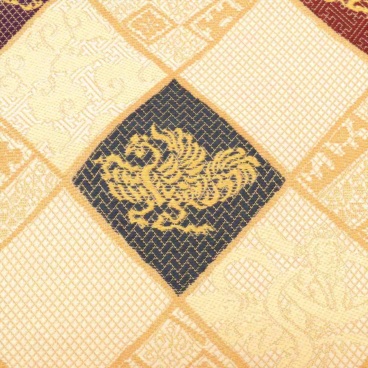 Vintage Japanese Obi | Fukuro Obi | Beige Gold Silk | Auspicious Pattern | Full-length | Excellent | Sustainable | uu0207b