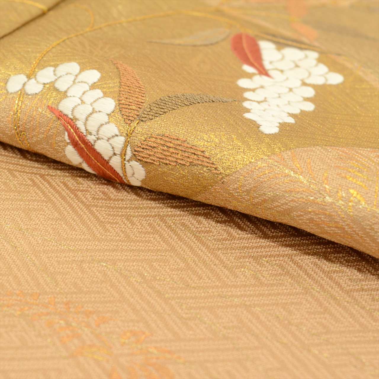Vintage Japanese Kimono | Tsukesage-Houmongi | Brown Silk | Paper Fan Botanical Pattern | One Crest | Embroidery | Sustainable | uu0223b