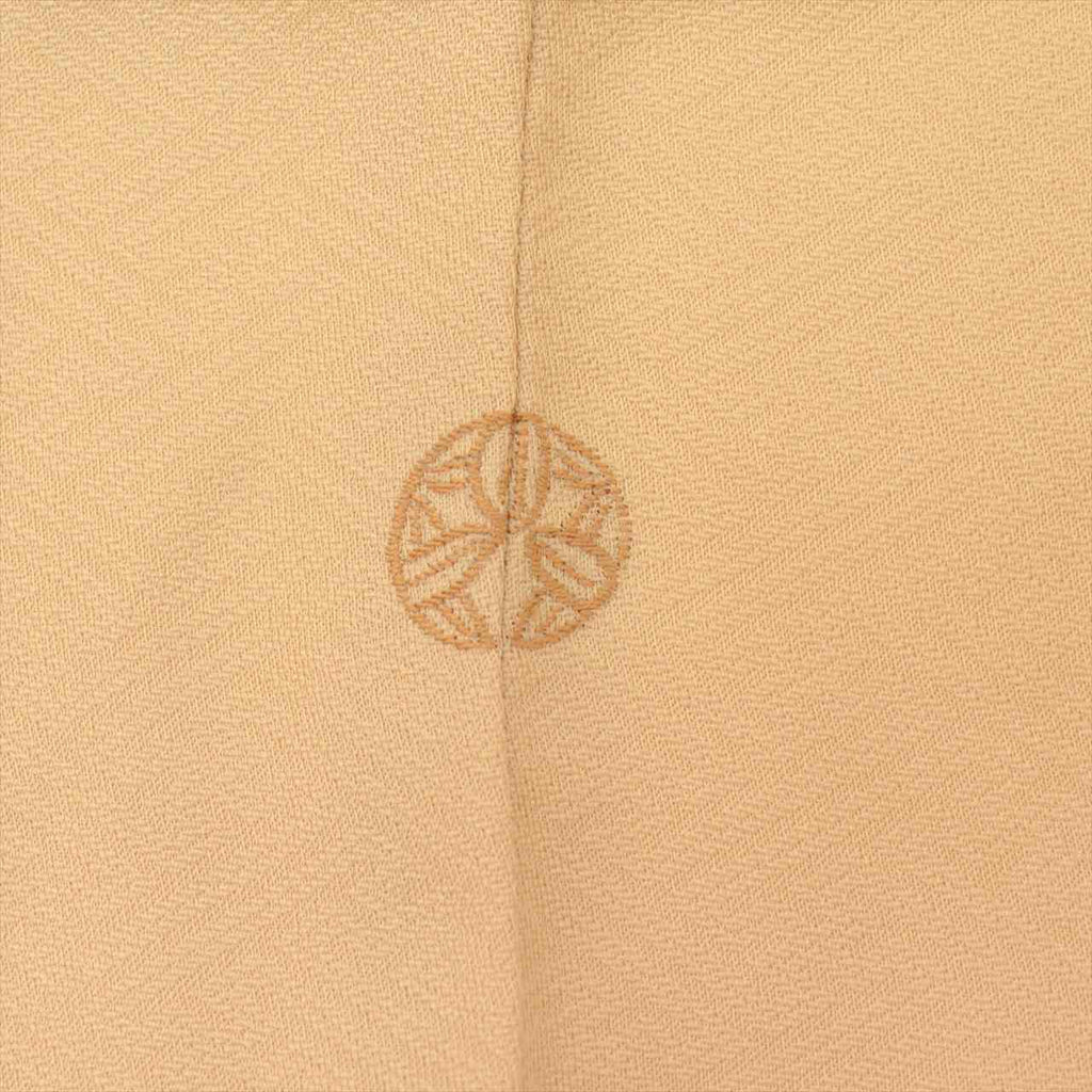 Vintage Japanese Kimono | Tsukesage-Houmongi | Brown Silk | Paper Fan Botanical Pattern | One Crest | Embroidery | Sustainable | uu0223b