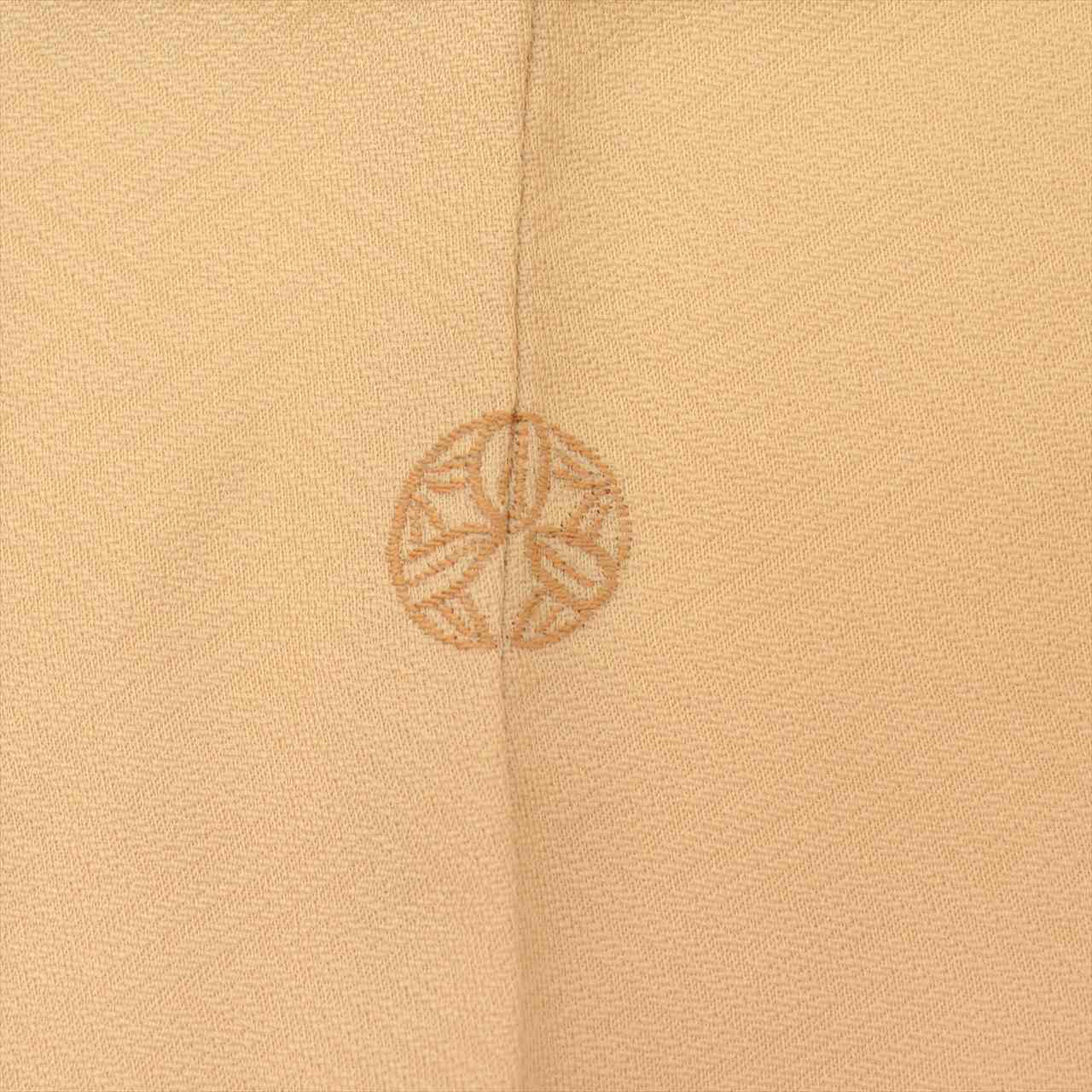 Vintage Japanese Kimono | Tsukesage-Houmongi | Brown Silk | Paper Fan Botanical Pattern | One Crest | Embroidery | Sustainable | uu0223b