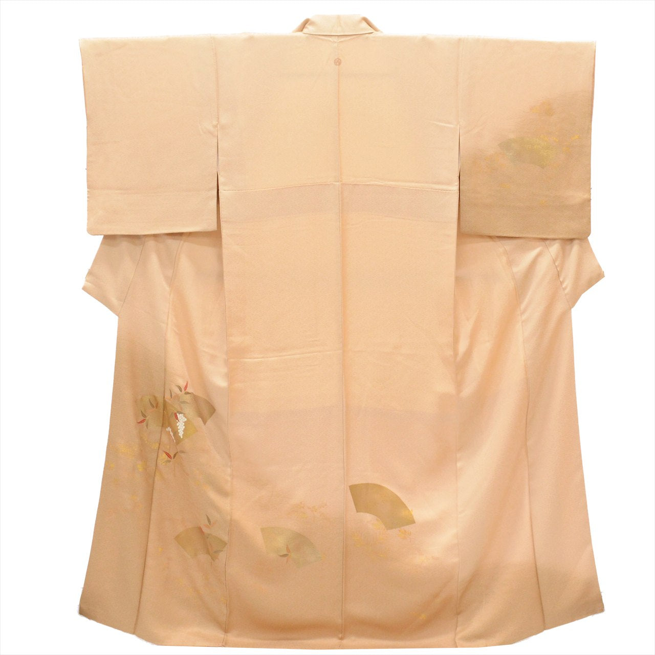 Vintage Japanese Kimono | Tsukesage-Houmongi | Brown Silk | Paper Fan Botanical Pattern | One Crest | Embroidery | Sustainable | uu0223b