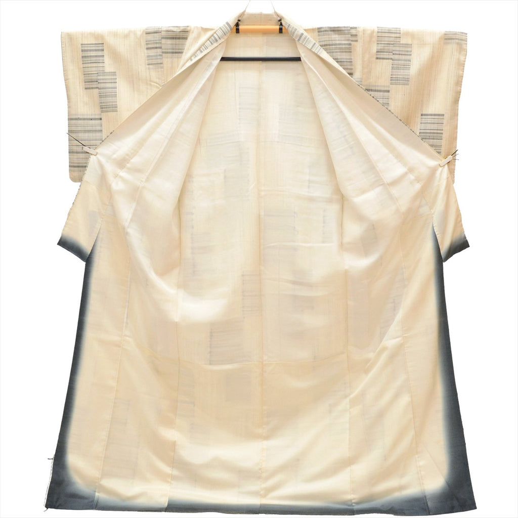 Vintage Japanese Kimono | Tsumugi | Cream Silk | Stripe Pattern | Tall Size LL | Sustainable | uu0224b