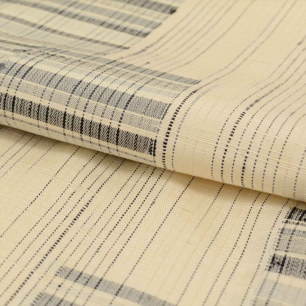 Vintage Japanese Kimono | Tsumugi | Cream Silk | Stripe Pattern | Tall Size LL | Sustainable | uu0224b