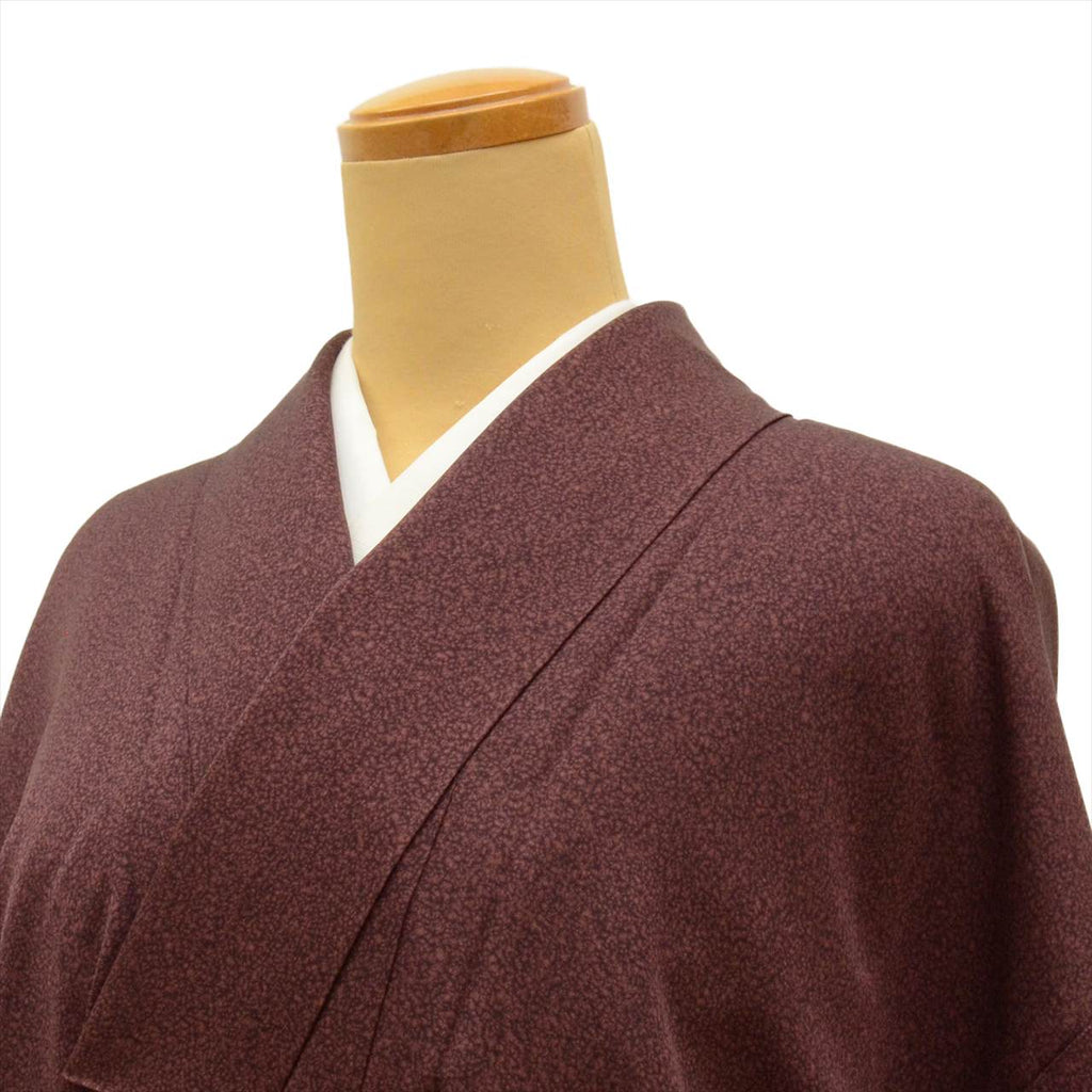 [Used] Komon (small patterned) recycled kimono, pure silk, lined, length 158.5cm (62.4in) (M), sleeve length 63.3cm (24.9in), purple tones, stippling pattern, crepe fabric, high quality, semi-formal, spring, summer, autumn, winter, ready-made. 