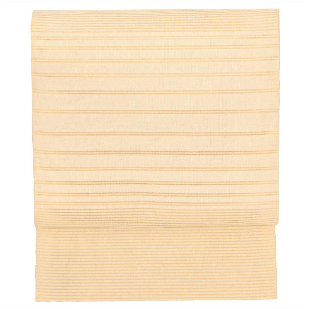 Vintage Japanese Obi | Summer Nagoya Obi | Beige Silk Ro-tsuzure | Stripe | Eight-sun | Otaiko | Sustainable | uu0247b
