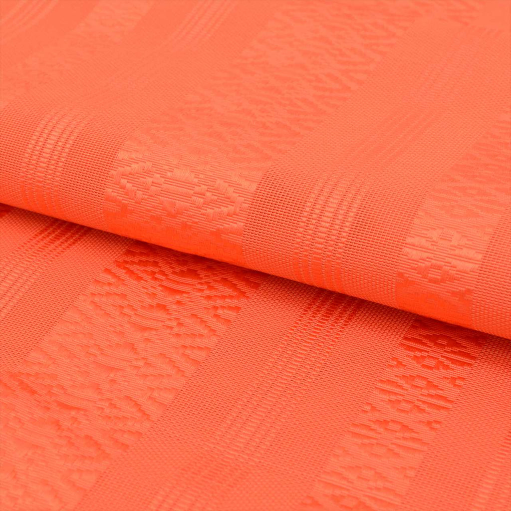 Vintage Japanese Obi | Summer Nagoya Obi | Orange Silk | Hakata-ori献上 Pattern | Eight-sun | Full-length | Sustainable | uu0248b