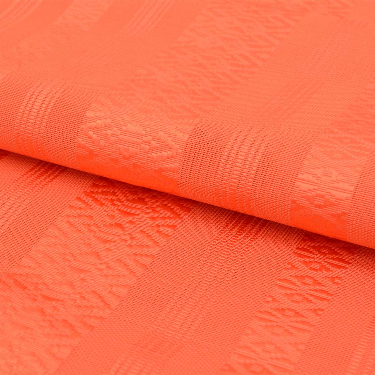 Vintage Japanese Obi | Summer Nagoya Obi | Orange Silk | Hakata-ori献上 Pattern | Eight-sun | Full-length | Sustainable | uu0248b
