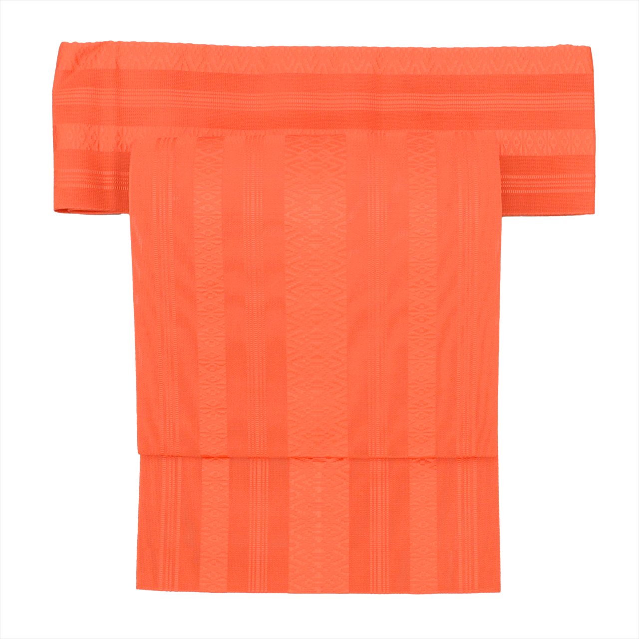 Vintage Japanese Obi | Summer Nagoya Obi | Orange Silk | Hakata-ori献上 Pattern | Eight-sun | Full-length | Sustainable | uu0248b