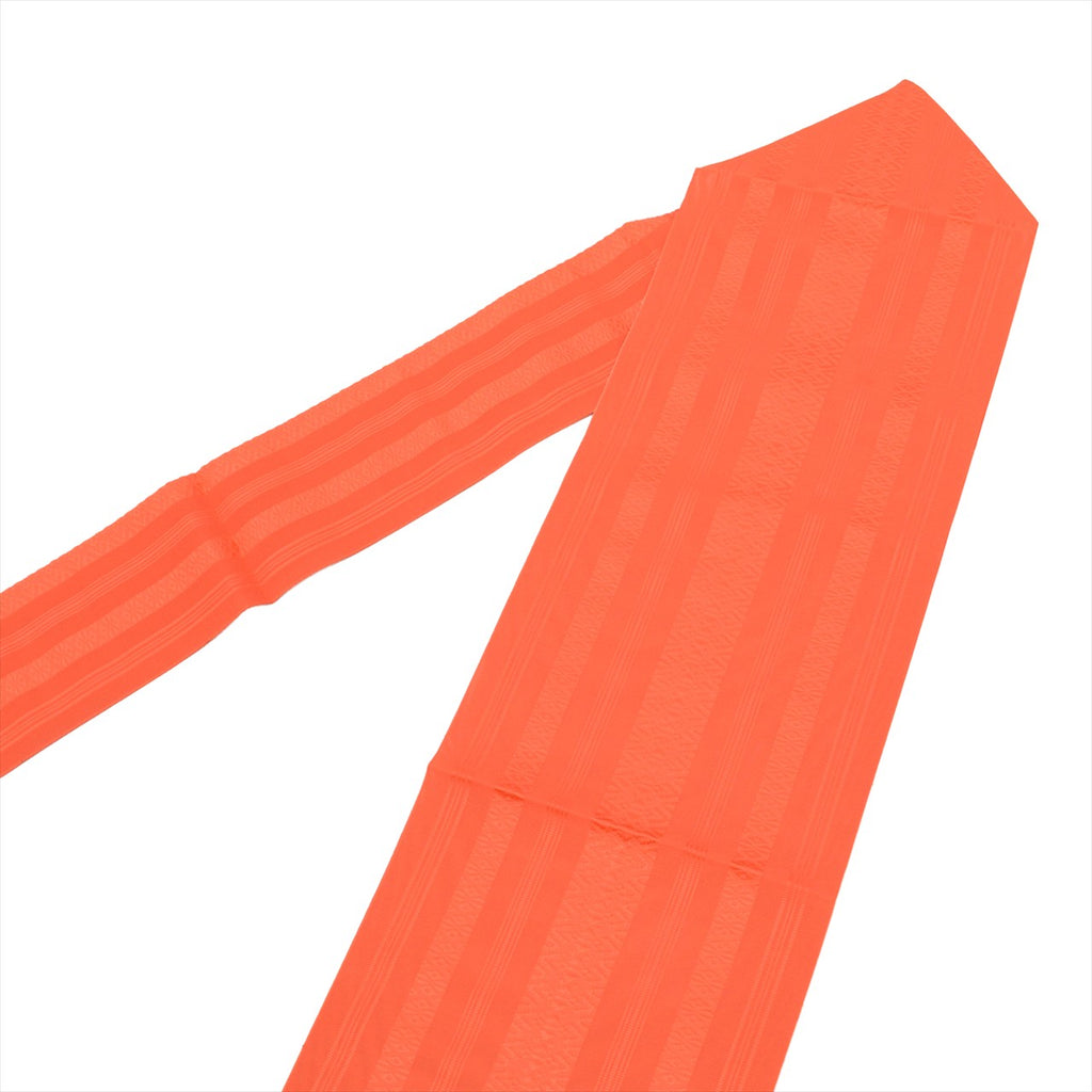Vintage Japanese Obi | Summer Nagoya Obi | Orange Silk | Hakata-ori献上 Pattern | Eight-sun | Full-length | Sustainable | uu0248b