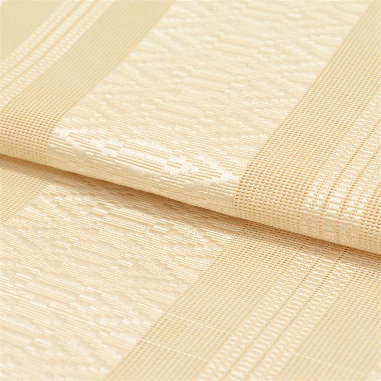 Vintage Japanese Obi | Summer Nagoya Obi | Beige Silk Sha | Hakata-ori献上 Pattern | Eight-sun | Full-length | Sustainable | uu0250b