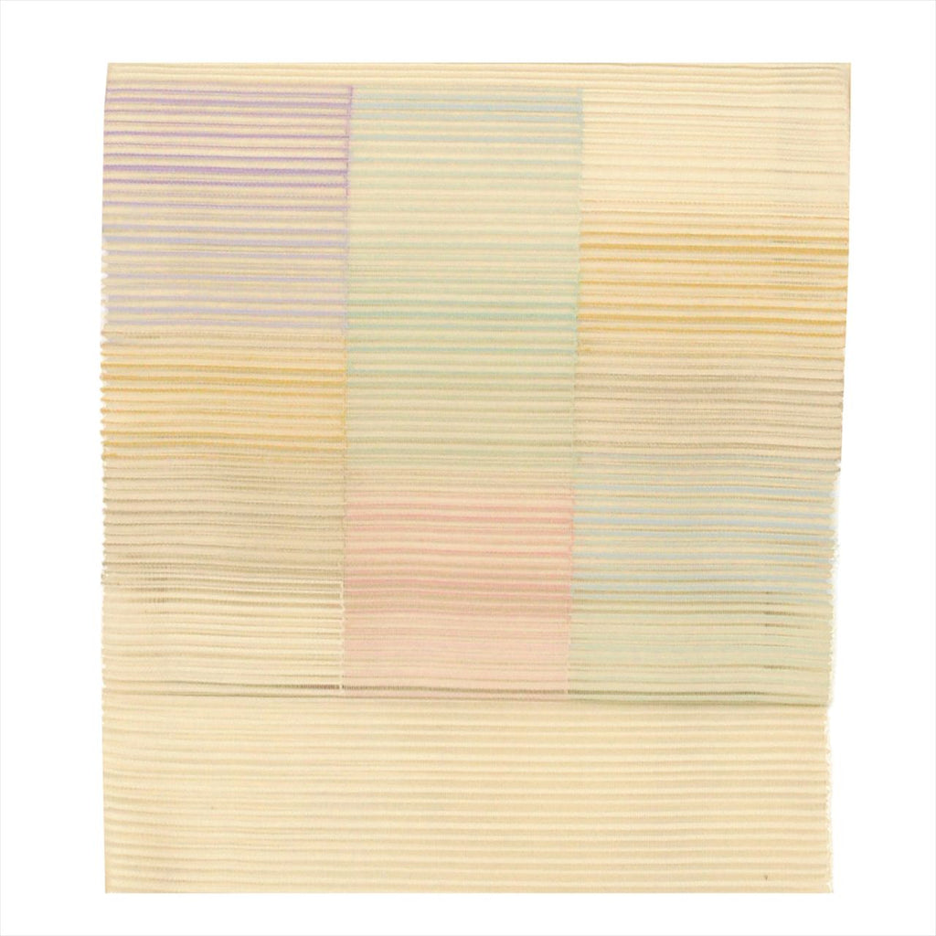 Vintage Japanese Obi | Summer Nagoya Obi | Beige Silk Ro | Bokashi Ombre | Eight-sun | Otaiko | Sustainable | uu0262b