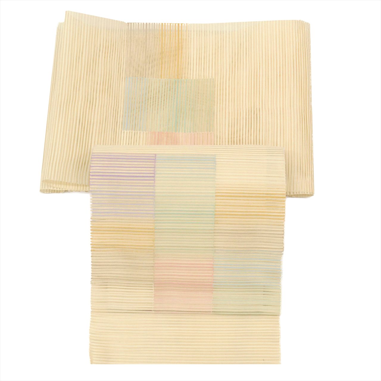 Vintage Japanese Obi | Summer Nagoya Obi | Beige Silk Ro | Bokashi Ombre | Eight-sun | Otaiko | Sustainable | uu0262b