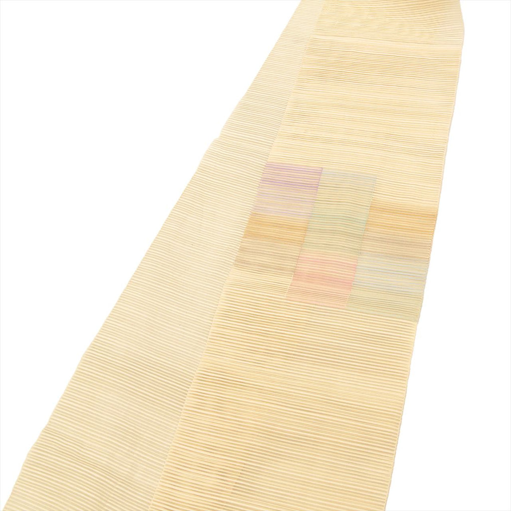 Vintage Japanese Obi | Summer Nagoya Obi | Beige Silk Ro | Bokashi Ombre | Eight-sun | Otaiko | Sustainable | uu0262b