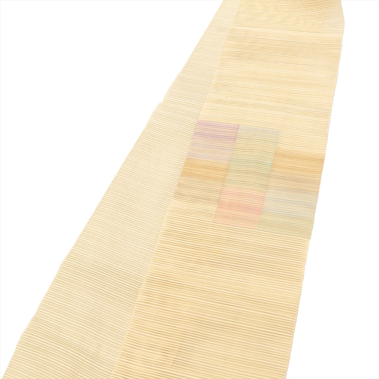 Vintage Japanese Obi | Summer Nagoya Obi | Beige Silk Ro | Bokashi Ombre | Eight-sun | Otaiko | Sustainable | uu0262b