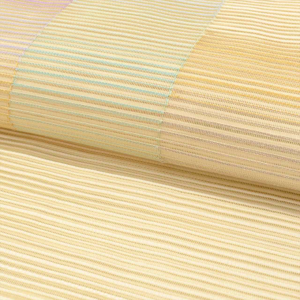 Vintage Japanese Obi | Summer Nagoya Obi | Beige Silk Ro | Bokashi Ombre | Eight-sun | Otaiko | Sustainable | uu0262b