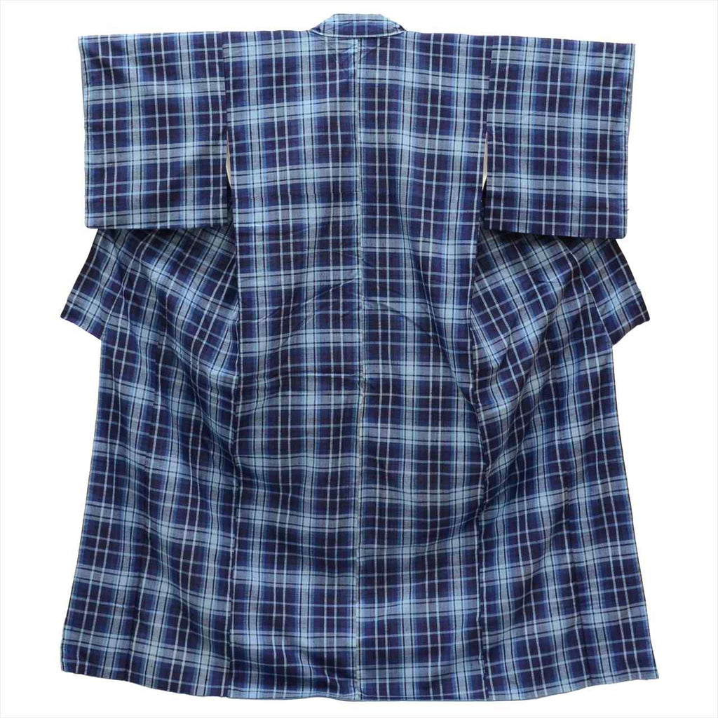 Vintage Japanese Kimono | Tsumugi | Navy Silk | Lattice Pattern | Size L | Sustainable | uu0270b
