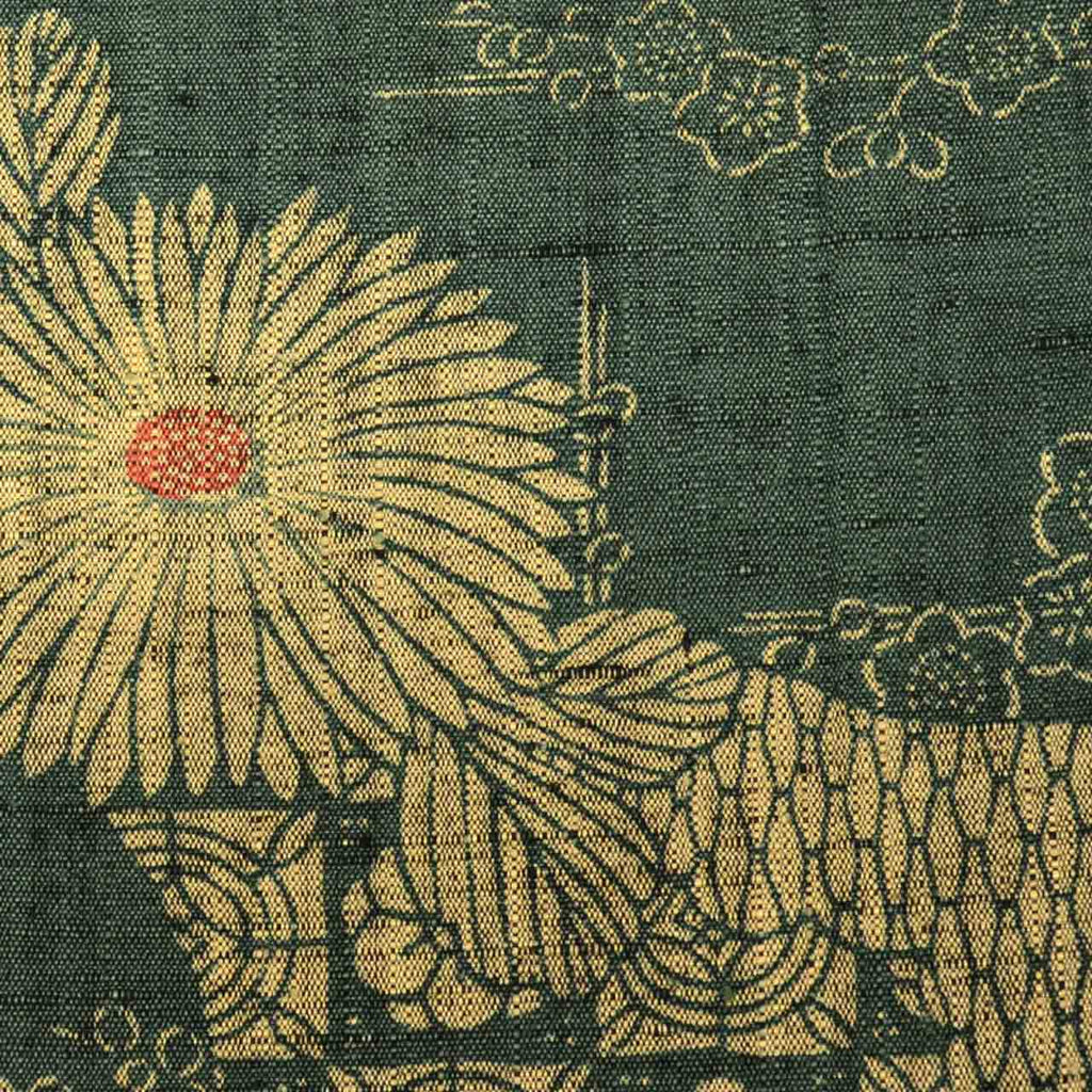 Vintage Japanese Kimono | Tsumugi | Green Silk | Chrysanthemum Pattern | Petite Size S | Sustainable | uu0271b