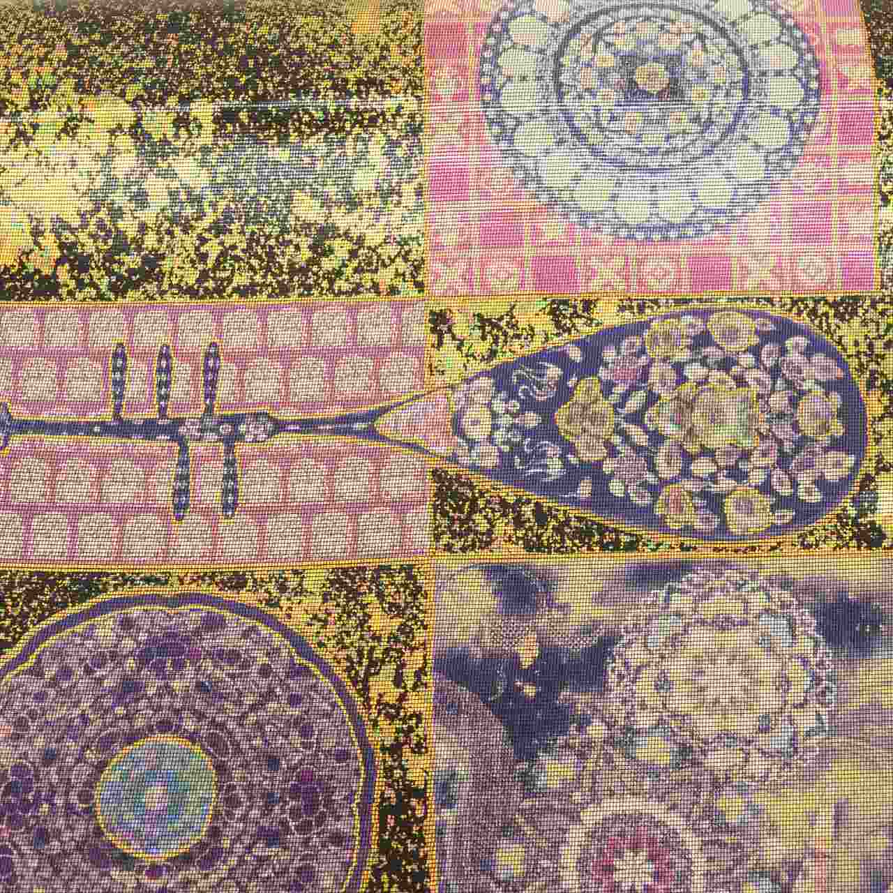 Vintage Japanese Obi | Tsukuri-obi (Ready-tied Obi) | Black Silk | Loquat Mirror Pattern | Nijuudaiko | Gold Foil | Sustainable | uu0282b