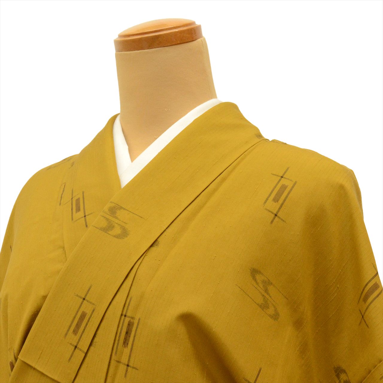 Vintage Japanese Kimono | Tate-fushi Tsumugi | Brown Silk | Kasuri Pattern | Size L | Sustainable | uu0286b