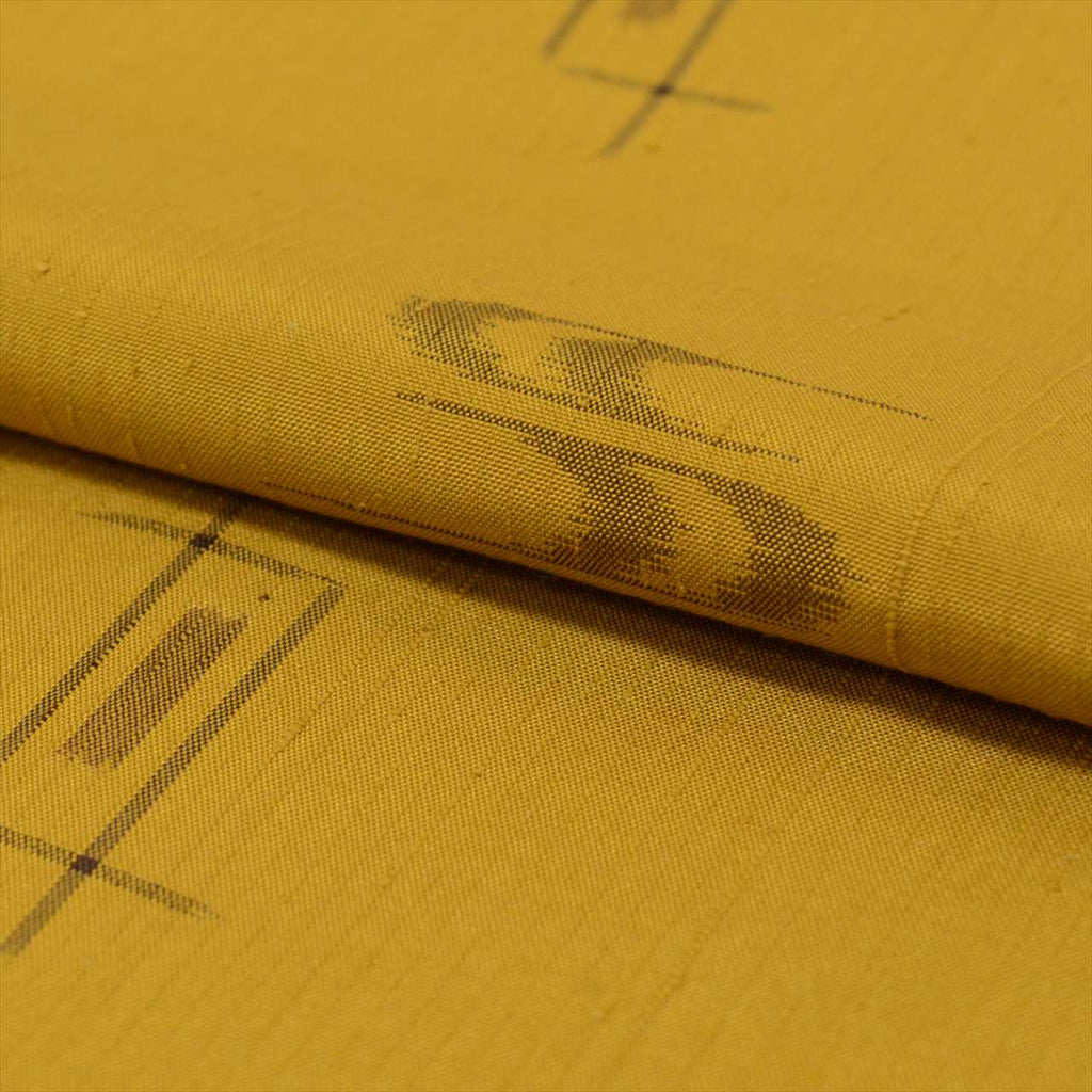 Vintage Japanese Kimono | Tate-fushi Tsumugi | Brown Silk | Kasuri Pattern | Size L | Sustainable | uu0286b