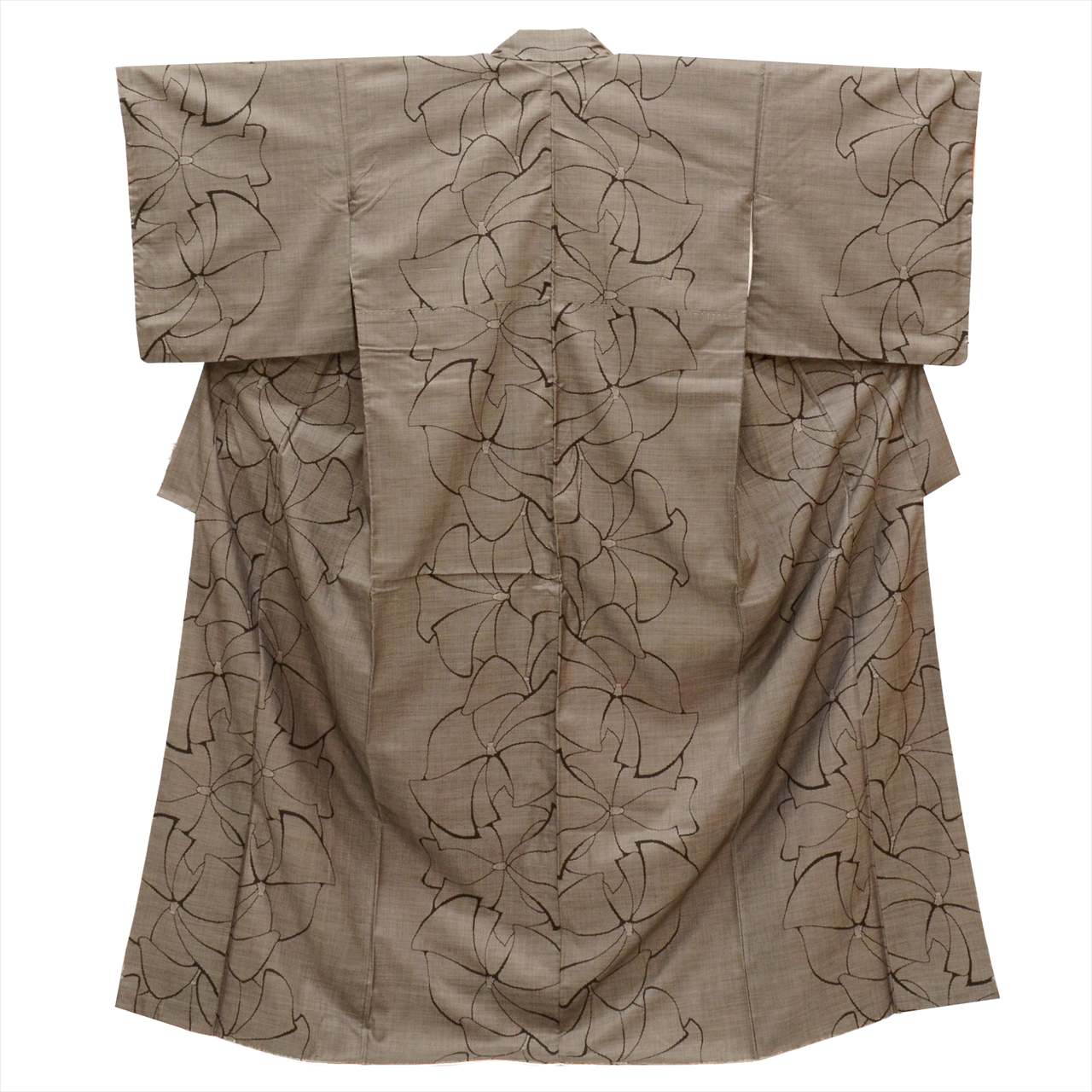Vintage Japanese Kimono | Oshima Tsumugi | Brown Silk | Large Floral | Mud-dyed | 9-thread | Kata-su | Size M | Sustainable | uu0290b