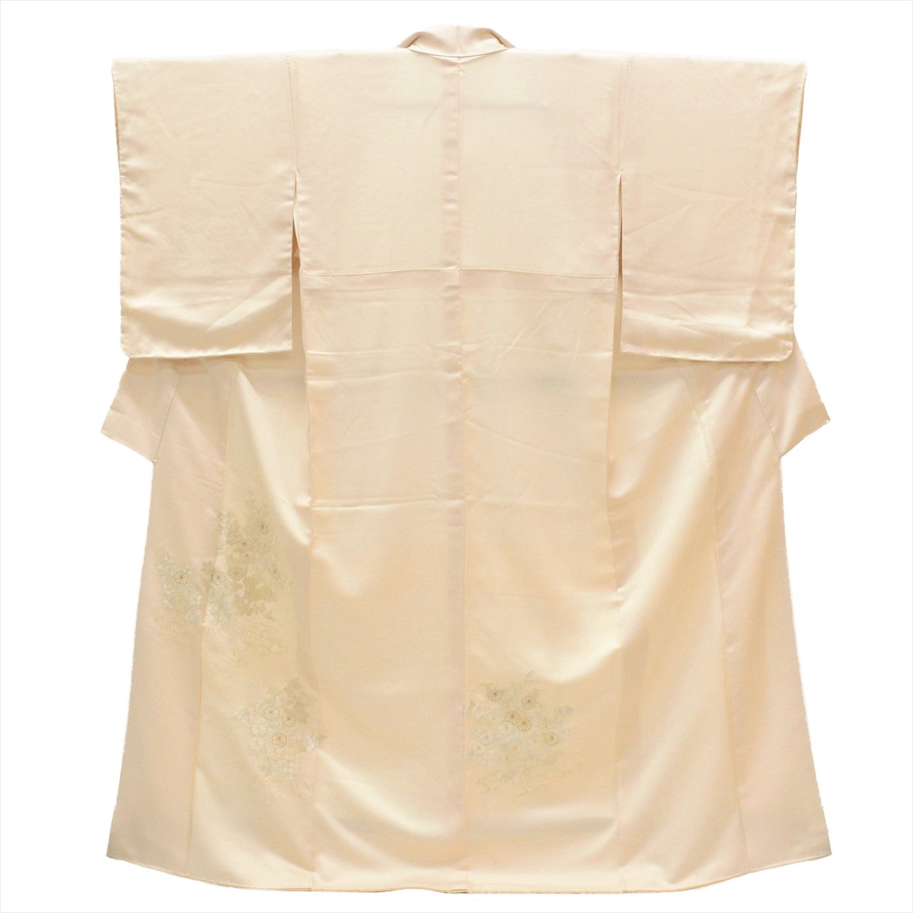Vintage Japanese Kimono | Tsukesage | Cream Silk | Chrysanthemum Embroidery | Size M | Sustainable | uu0291b