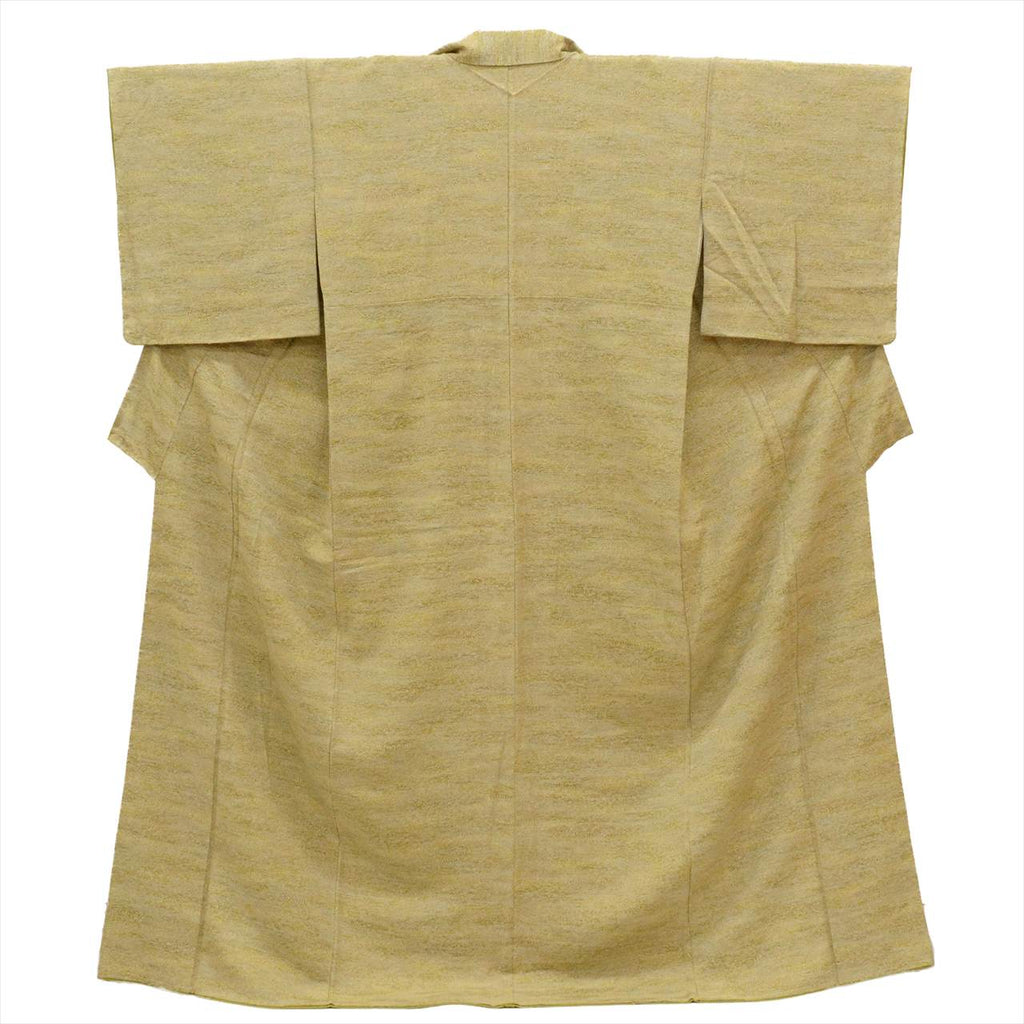 [Used] Komon (small patterned) recycled kimono, pure silk, lined, length 161.5cm (63.6in), size L, sleeve length 65.5cm (25.8in), greenish color, gradient pattern, high quality, semi-formal, spring, summer, autumn, winter, ready-made. 