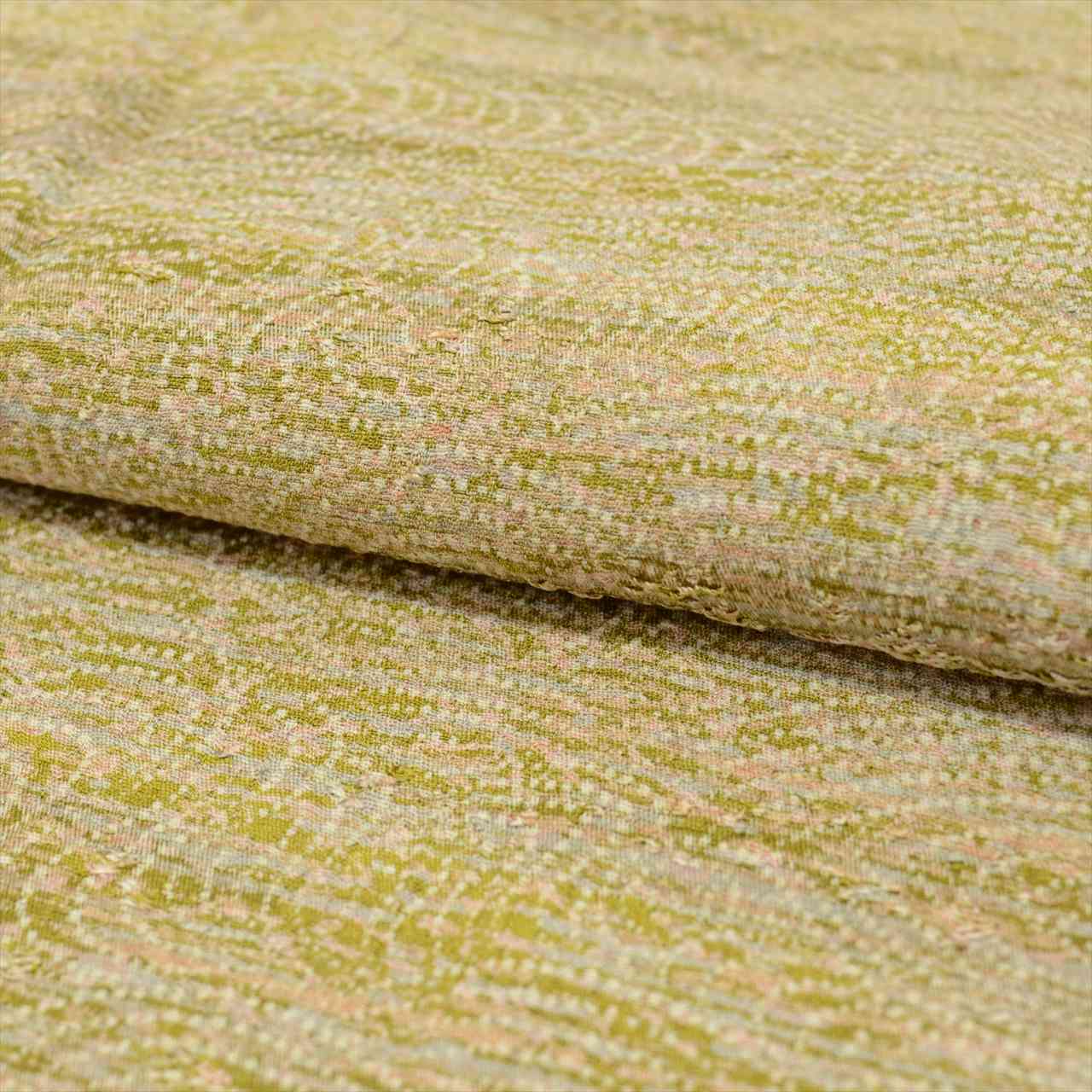 [Used] Komon (small patterned) recycled kimono, pure silk, lined, length 161.5cm (63.6in), size L, sleeve length 65.5cm (25.8in), greenish color, gradient pattern, high quality, semi-formal, spring, summer, autumn, winter, ready-made. 