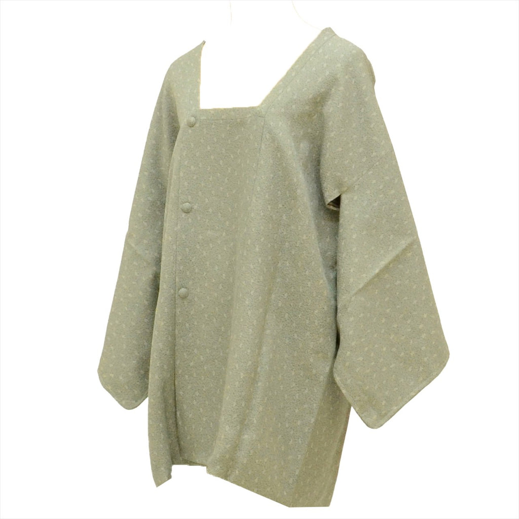 Vintage Japanese Kimono | Michiyuki Doyuki Coat | Green Silk | Grape Pattern | Edo Komon | Unused | Excellent | Sustainable | uu0323b