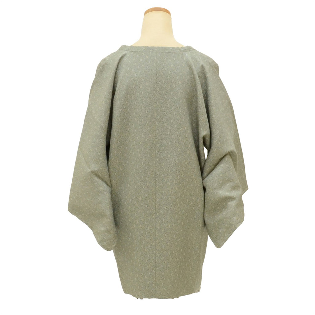 Vintage Japanese Kimono | Michiyuki Doyuki Coat | Green Silk | Grape Pattern | Edo Komon | Unused | Excellent | Sustainable | uu0323b