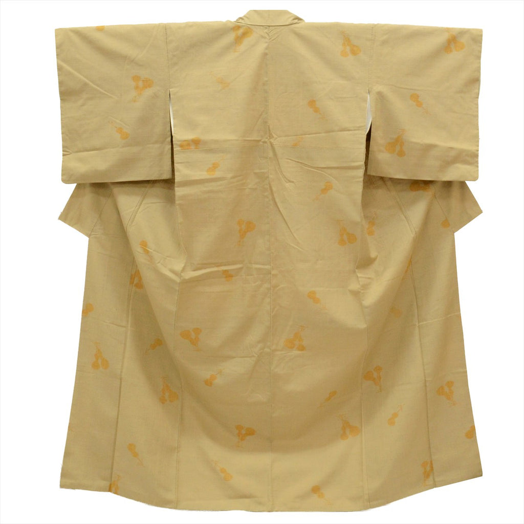 Vintage Japanese Kimono | Tsumugi | Green Silk | Gourd Pattern | Size M | Sustainable | uu0402b