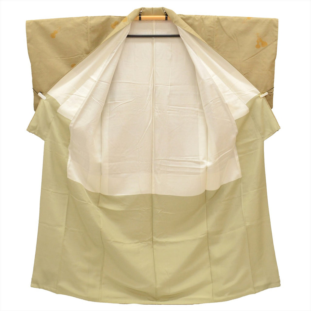 Vintage Japanese Kimono | Tsumugi | Green Silk | Gourd Pattern | Size M | Sustainable | uu0402b