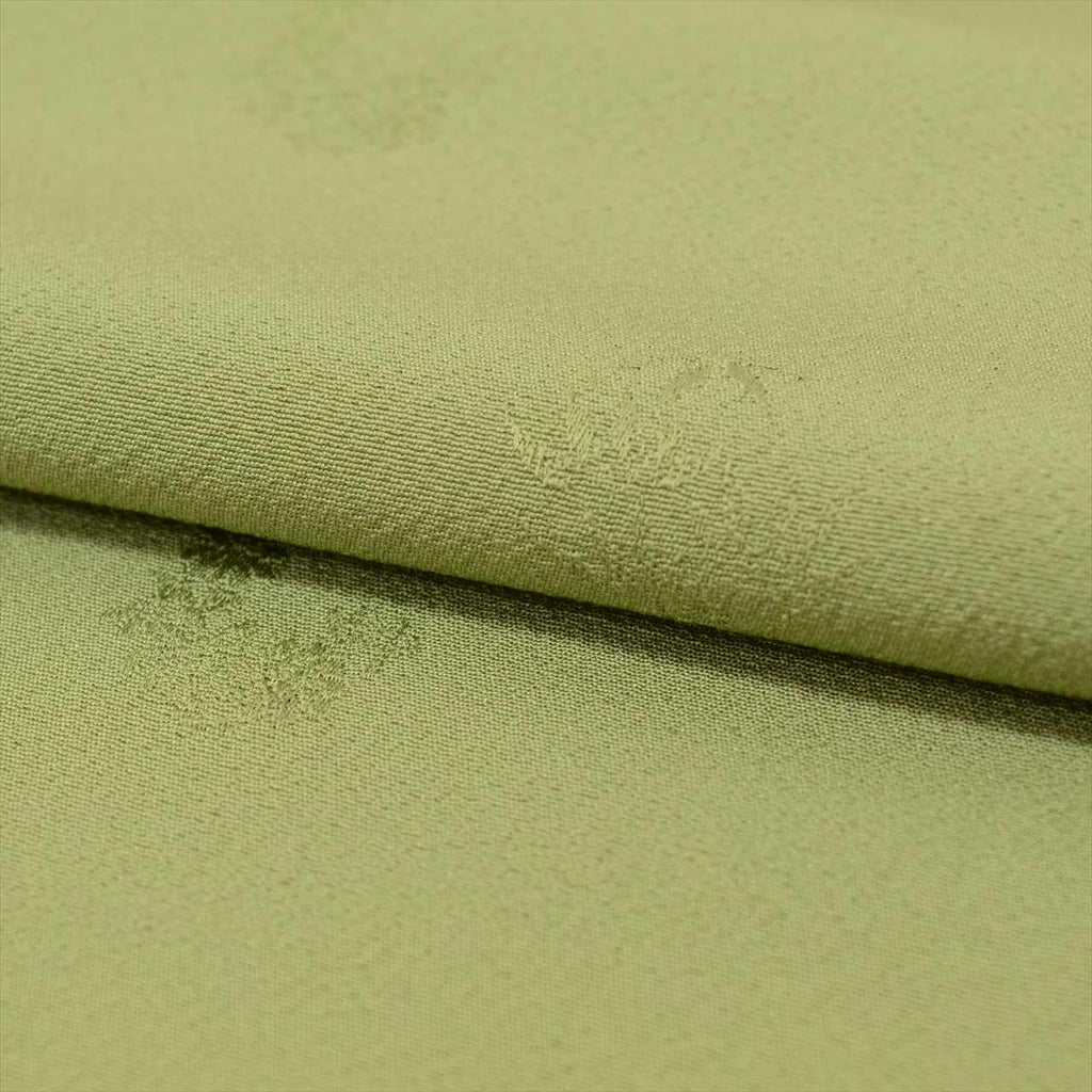 [Used] Plain colored silk kimono, length 162.5cm, size L, sleeve length 68cm, lined, ready-made, recycled kimono, green with round floral pattern, uu0411b, suitable for entrance ceremonies, graduation ceremonies, kindergarten entrance ceremonies. 