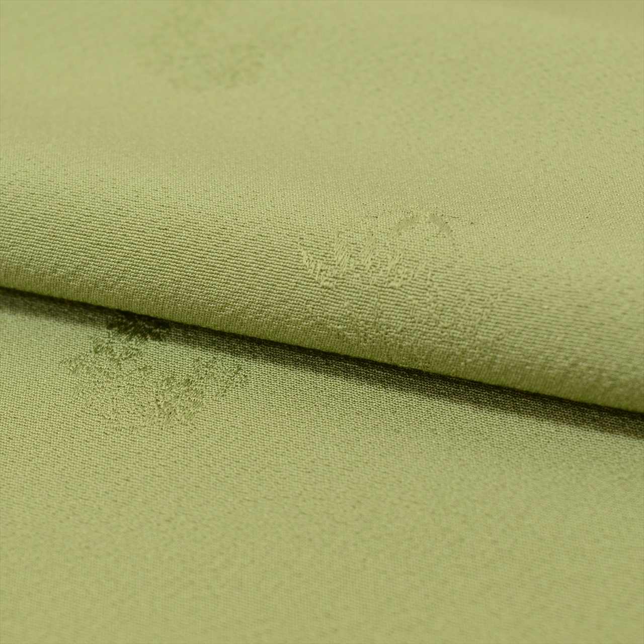 [Used] Plain colored silk kimono, length 162.5cm, size L, sleeve length 68cm, lined, ready-made, recycled kimono, green with round floral pattern, uu0411b, suitable for entrance ceremonies, graduation ceremonies, kindergarten entrance ceremonies. 